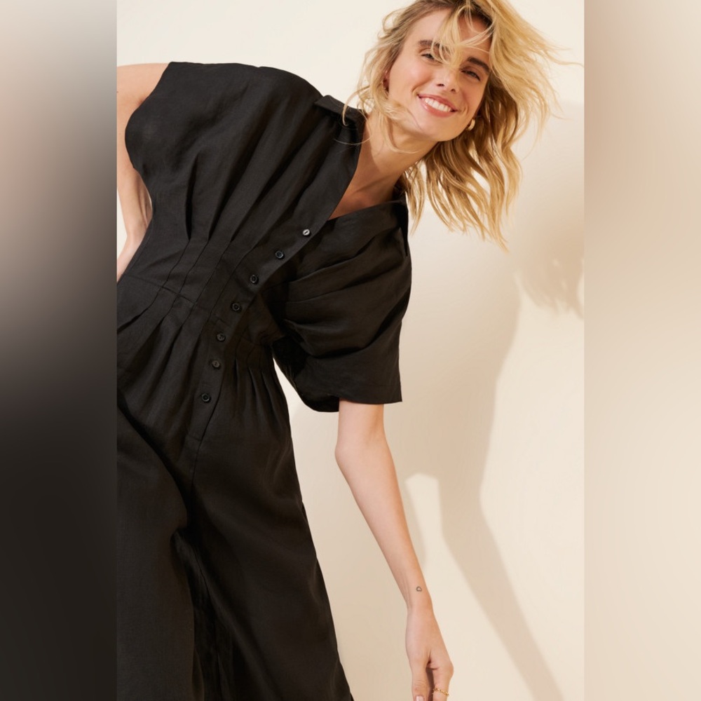 Anthropologie Exquise Black Tobie Jumpsuit | Minimalist | size medium - Picture 4 of 8